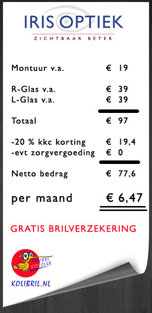 prijs kinderbril rekenvoorbeeld